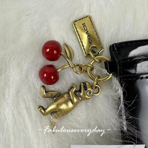 Coach Essential Card Case in Spazzolato Leather with Charm CCD81 Brass/Black NWT - Picture 6 of 6